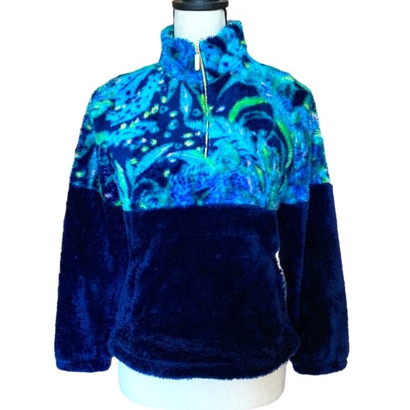 Lilly Pulitzer Keala Sherpa Popover Top Low Tide Navy Catty  Girls 12/14‎ XL - Picture 1 of 10